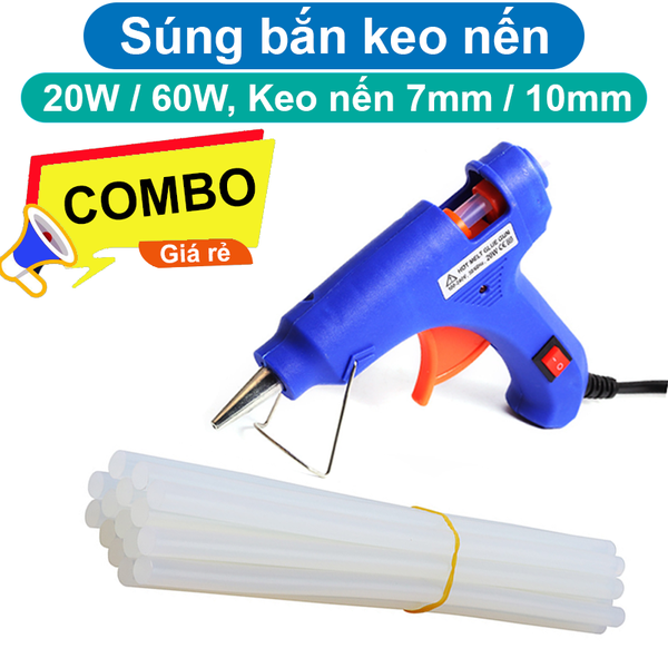 Súng bắn keo nến 20W / 60W 220VAC, keo nến 7mm, 10mm