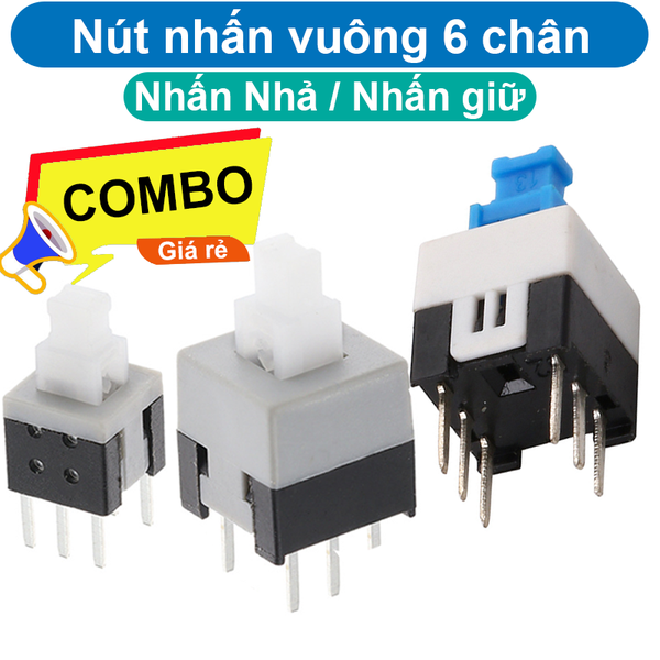 (5 cái) Nút nhấn nhả (reset), nhấn giữ ( on/off) vuông 6 chân