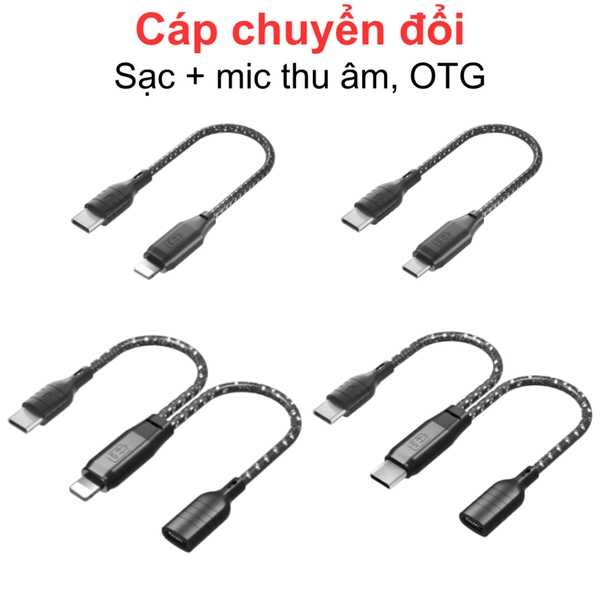 Cáp chuyển đổi hỗ trợ sạc và kết nối mic thu âm không dây với điện thoại OTG