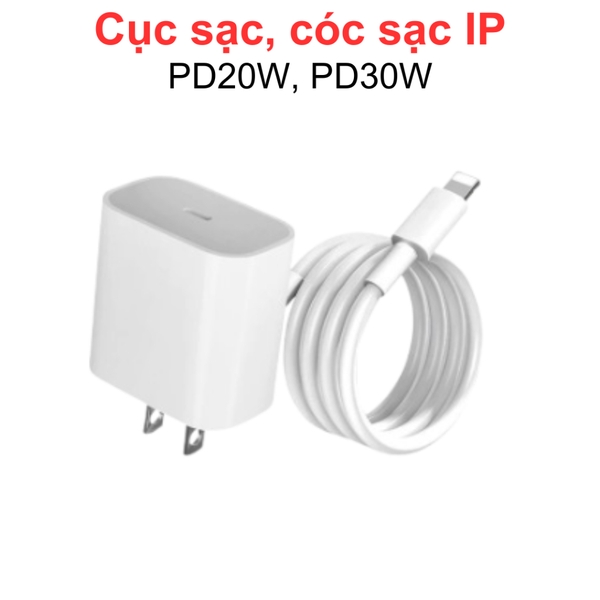 Cục sạc, cóc sạc điện thoại táo khuyết, IP5 - 14, IP15 PD20W, PD30W