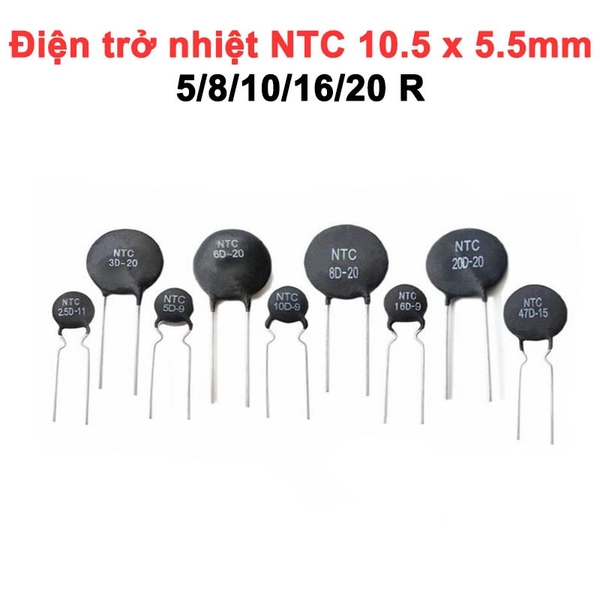 (5 con) Điện trở nhiệt NTC kích thước 10.5x5.5mm giá trị 5R-20R