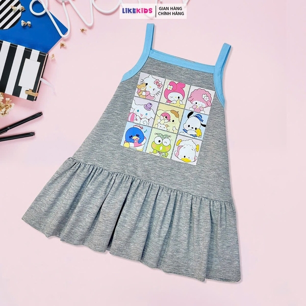 Váy bé gái kiểu dáng HÈ DÂY hoạ tiết cute MH33D2