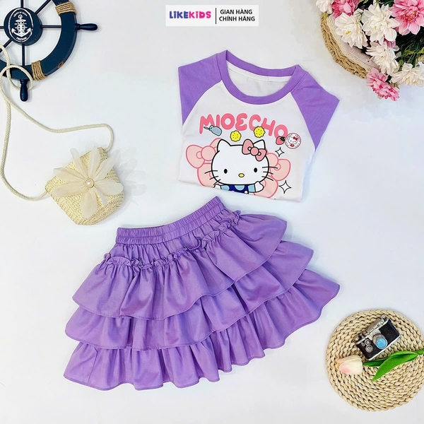 SET CHÂN VÁY bé gái hoạ tiết MÈO Kitty MH1L97