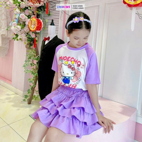 SET CHÂN VÁY bé gái hoạ tiết MÈO Kitty MH1L97
