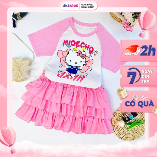 SET CHÂN VÁY bé gái hoạ tiết MÈO Kitty MH1L97