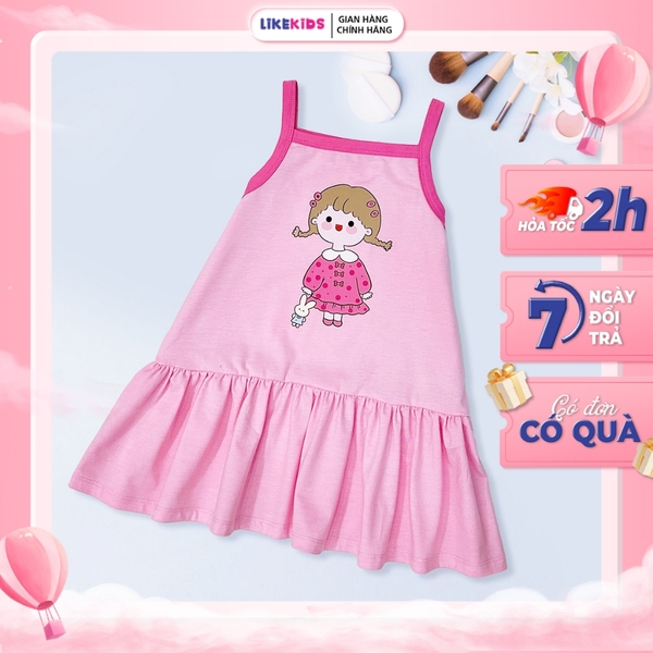 Váy bé gái kiểu dáng HÈ DÂY hoạ tiết cute MH33D2