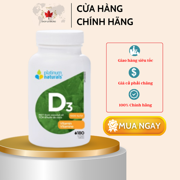 Viên uống Vitamin D3 của Platinum Naturals (180 viên)