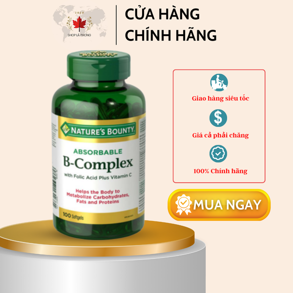 Absorbable B-Complex với Folic Acid và Vitamin C của Nature's Bounty