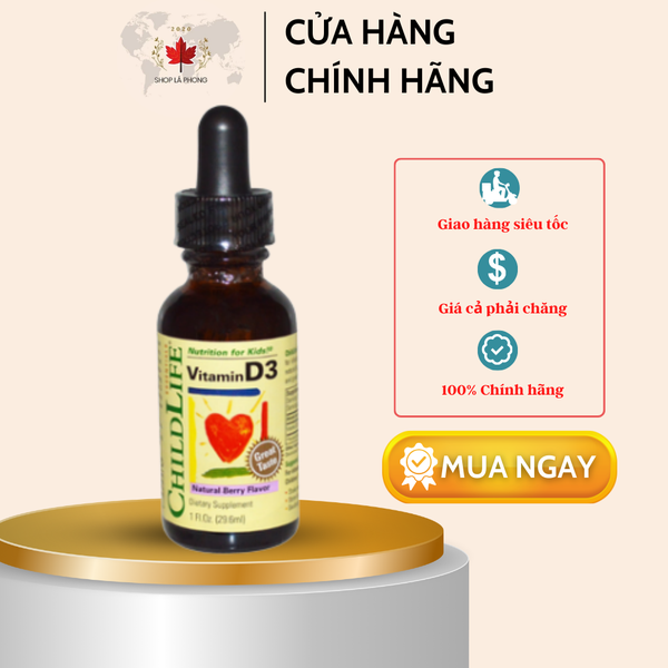 Vitamin D3 dạng lỏng cho trẻ của Childlife (29,6ml)