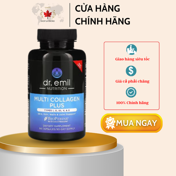 Viên uống trắng da Dr. Emil Multi Collagen Plus hỗ trợ da, móng, tóc và khớp 90 viên