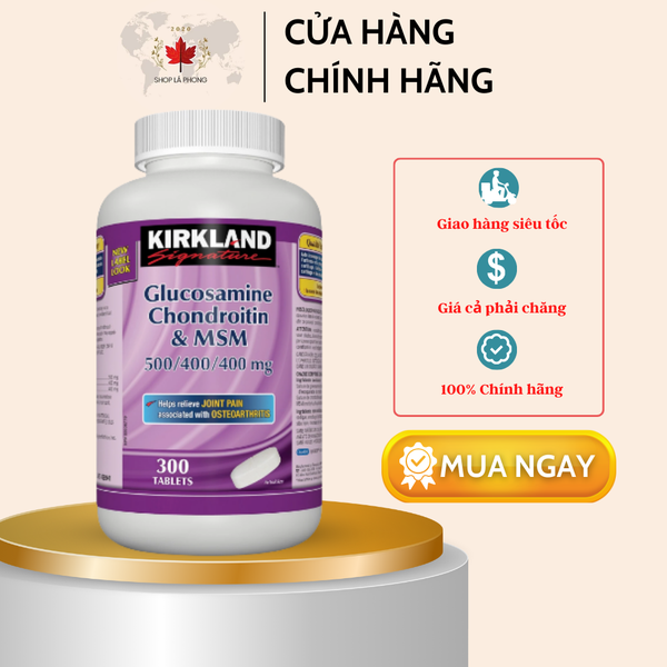 Viên Uống Glucosamine, Chondroitin & MSM Kirkland (300 viên)