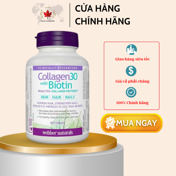 Viên Uống Collagen Biotin của Webber Naturals (180 viên)