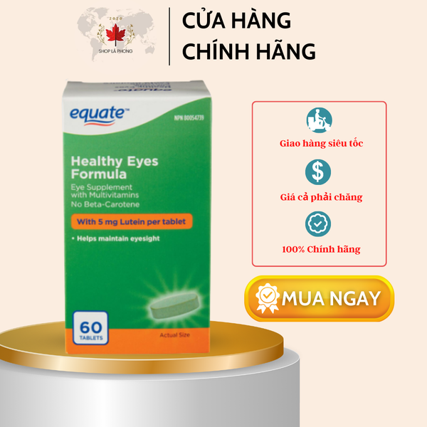 Thuốc bổ mắt với 5mg Lutein của Equate (60 viên)