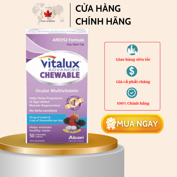 Vitamin tổng hợp cho mắt nhai được với AREDS 2, AMD của VITALUX