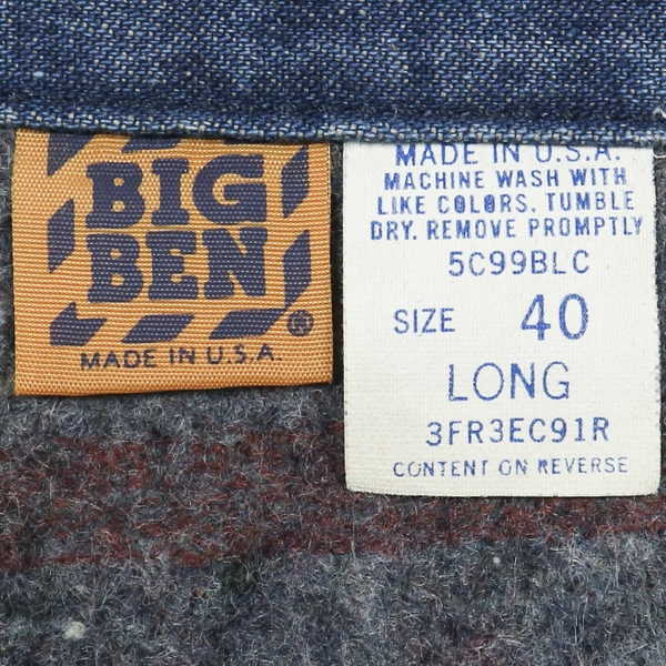 Vintage 70s Big Ben USA Blanket Lined Denim Jacket Size L