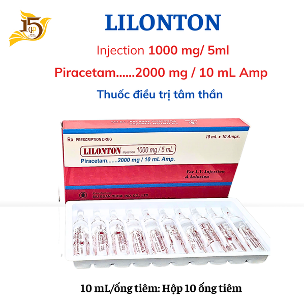 LILONTON 1000mg/5ml- Piracetam 2000mg Thuốc tiêm điều trị tâm thần