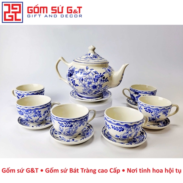 Bộ trà xuất Châu Âu vẽ hoa dây xanh