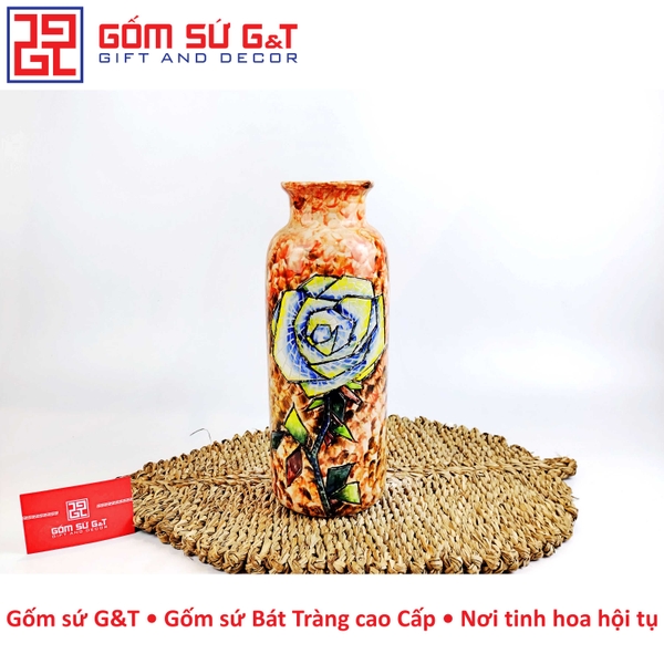 Lọ hoa dáng phích cao cổ hoa hồng