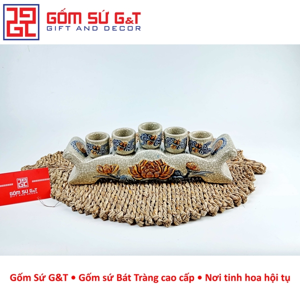 Bộ kỷ ngai men rạn sen nổi