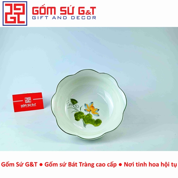 Bát tô hoa men kem vẽ