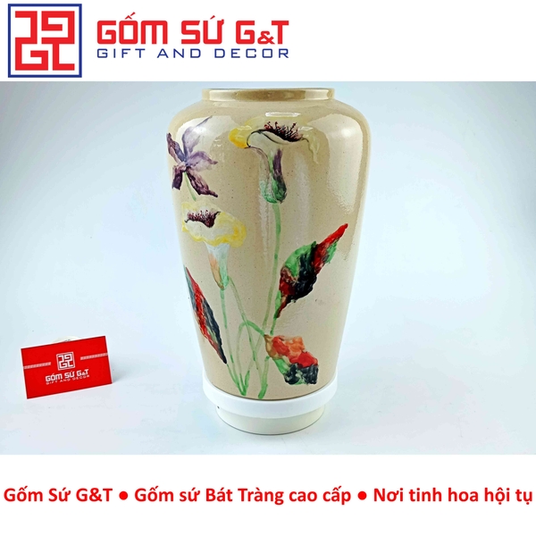 Lọ hoa thạp vẽ hoa loa kèn