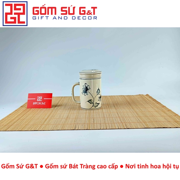 Cốc lọc trà vẽ hoa cúc tràm