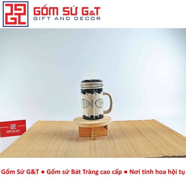 Cốc lọc trà vẽ cá