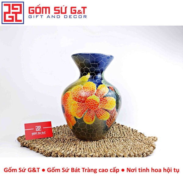 Lọ hoa Mosiac hoa hướng dương miệng loe