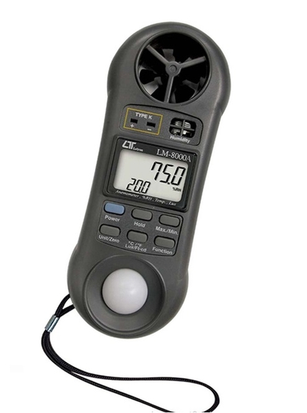 Máy đo ánh sáng, nhiệt độ, tốc độ gió, độ ẩm LUTRON LM-8000A