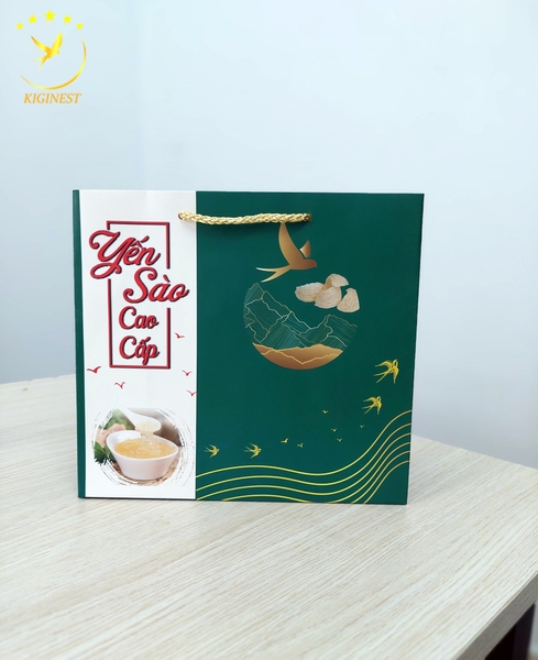 Túi Giấy Họa Tiết Chim Yến Màu Xanh Lục 50G - 100G