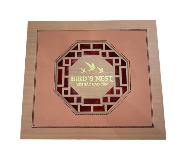 Bộ Hộp Quà Gỗ Da Nâu - Khay Đài Loan