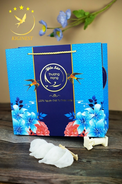 Túi Giấy Đựng Hộp Yến Màu Xanh - Size 29x27Cm