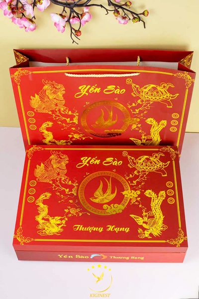 Bộ Hộp Quà Giấy Ép Kim Tứ Linh 100G