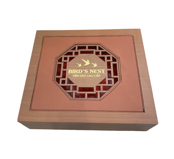 Bộ Hộp Quà Gỗ Da Nâu - Khay Đài Loan