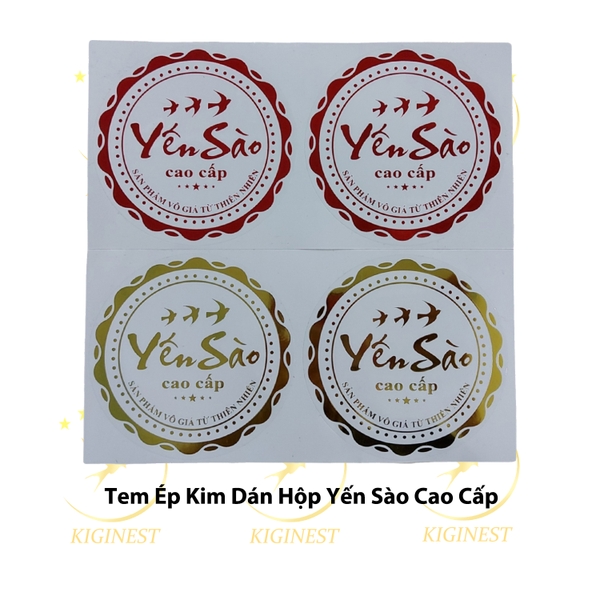 Tem Tròn Ép Kim 3 Chim Yến