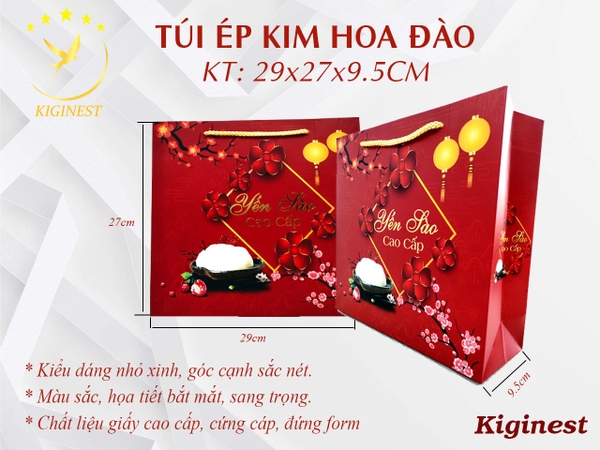 Túi Đỏ Ép Kim Hoa Đào 100g - Mẫu Vuông 27x29cm