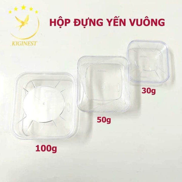 Hộp Vuông Đựng Yến Tinh Chế 100g
