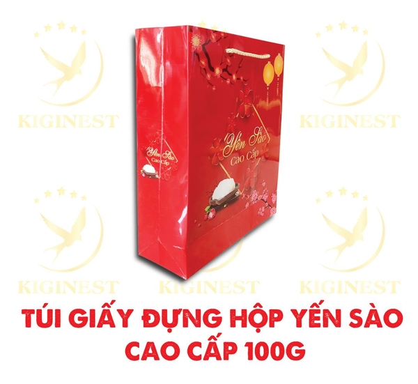 Túi Giấy Đỏ Hoa Đào 100G - 23x28x8cm