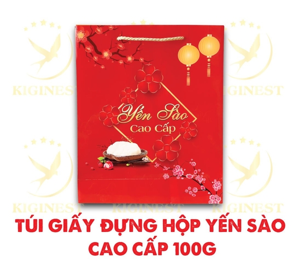 Túi Giấy Đỏ Hoa Đào 100G - 23x28x8cm