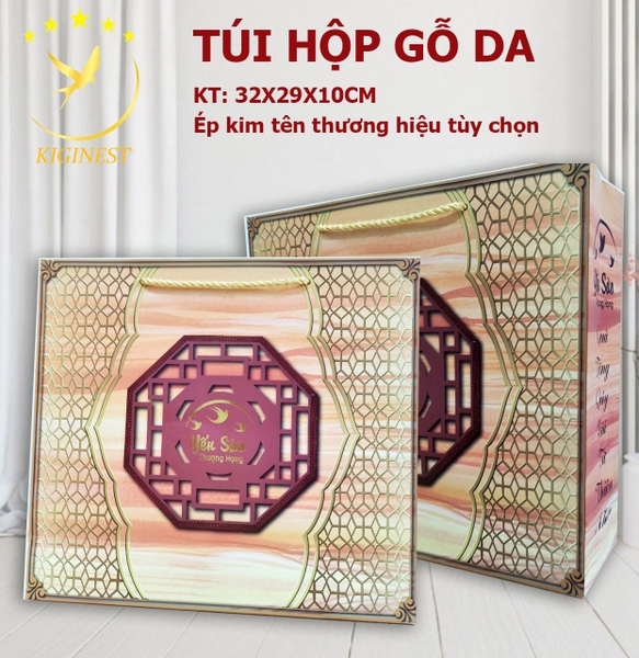 Bộ Hộp Quà Gỗ Da Xanh - Khay Hoa Mai