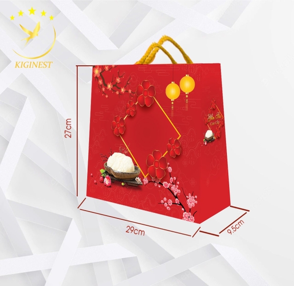 Túi Đỏ Ép Kim Hoa Đào 100g - Mẫu Vuông 27x29cm