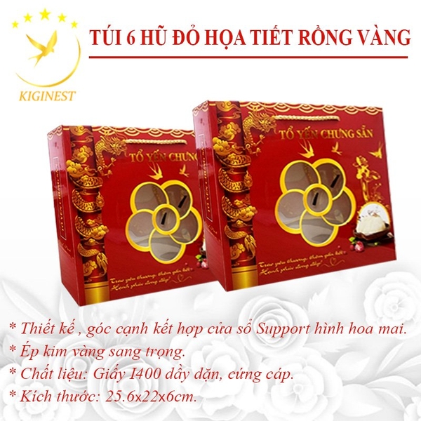 Túi Giấy Đựng 6 Hũ Yến Chưng Có Khay