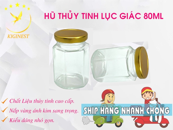 Hũ Thủy Tinh Lục Giác 80ML