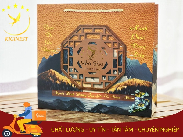 Túi Giấy Họa Tiết Sơn Thủy Màu Nâu 50G - 100G