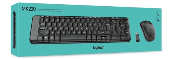 KB + Mouse Logitech MK220	Không dây, Bàn phím + Chuột, chống thấm, xa 10m, pin tuổi thọ cao. Thiết kế nhỏ gọn ( BH 3 Năm)