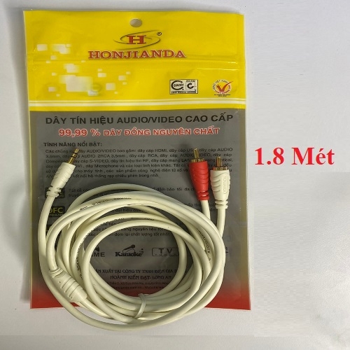 Dây AV 3 đầu HJD-AST318 dài 1.8 MÉT Đồng nguyên chất 100%-- Giá áp dụng Hộp 20s, ít hơn +1k