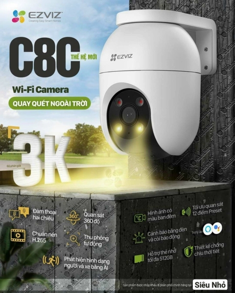 Camera Wifi EZVIZ C8C 4MP 2K+ [Bản Q1.2024 - Chính hãng - Full Vat]