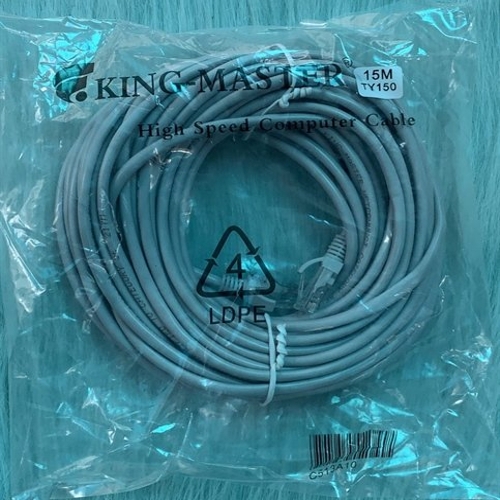 Dây cáp mạng bấm sẵn 2 đầu 15m RJ45 CAT5e UTP Kingmaster TY150 – Xám trắng