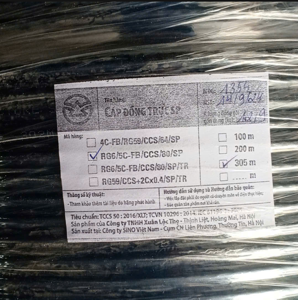 Cáp đồng trục sino đen 305m