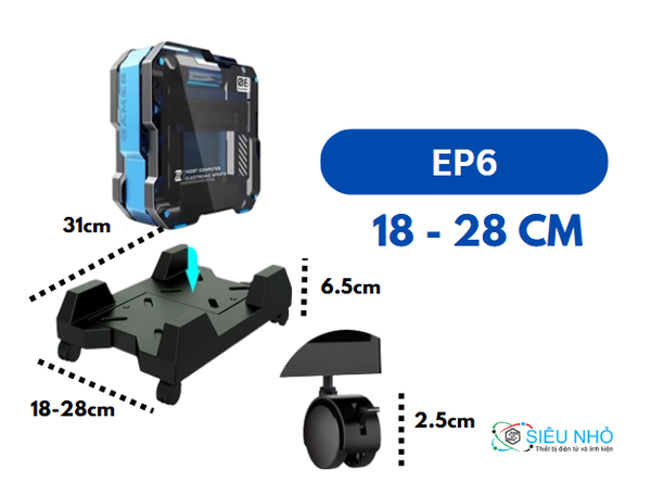 Chân PC EP6 - Có 4 Bánh Xe Di Chuyển --- CV